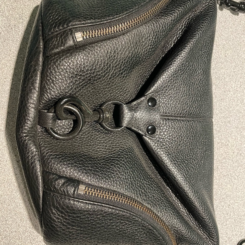 Rebecca Minkoff Black Leather Bag with Gold Zipper